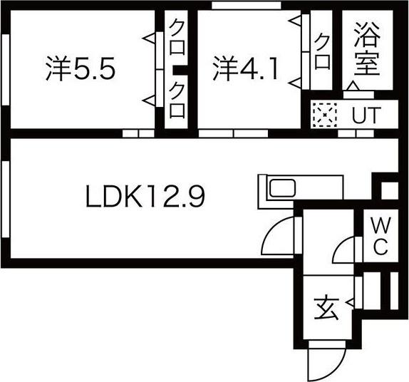 ALPHA南8条(2LDK/4階)の間取り写真