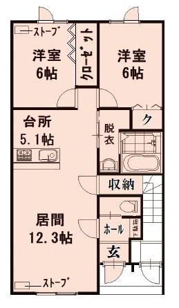 インフィニート(2LDK/1階)の間取り写真