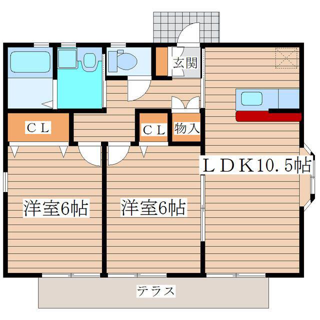 ガーデンパレスA(2LDK/1階)の間取り写真