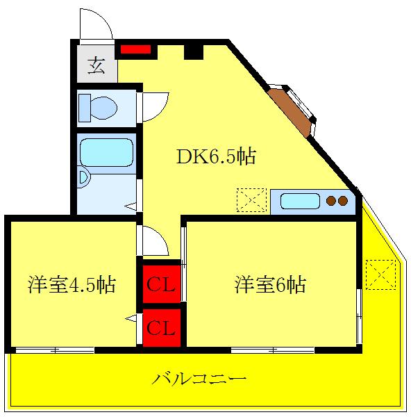 パールメゾン(2DK/3階)の間取り写真