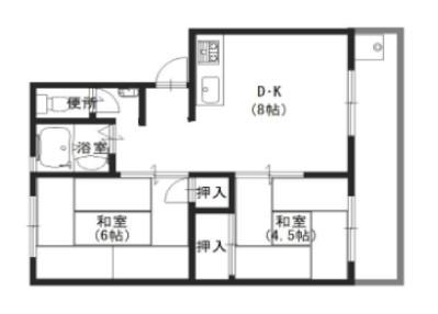 T・ウエストマンション(2DK/2階)の間取り写真