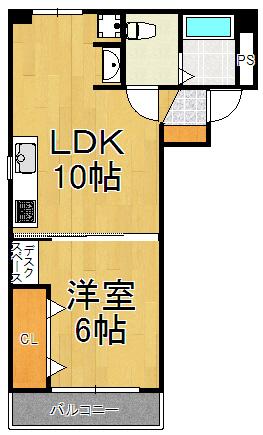甲子園第二コーポラス(1LDK/2階)の間取り写真