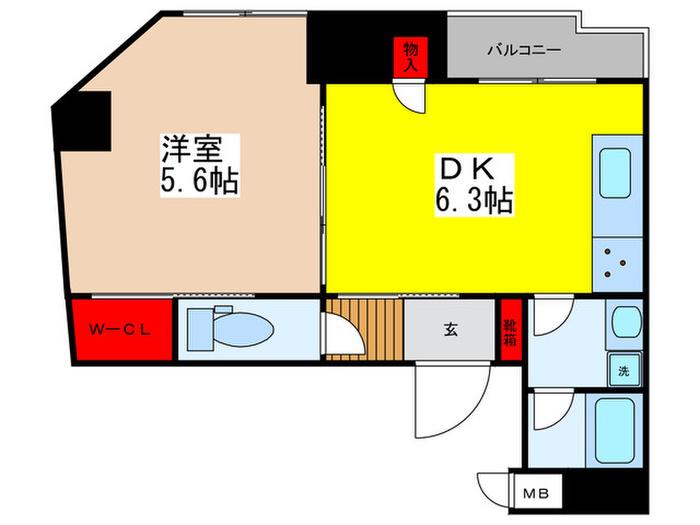 KONOMI SANBANKAN(1DK/1階)の間取り写真