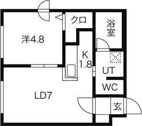 AQUAGARDEN麻生(1DK/4階)の間取り写真