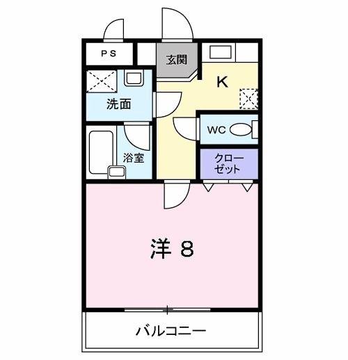 ジュネス黒髪(1K/1階)の間取り写真