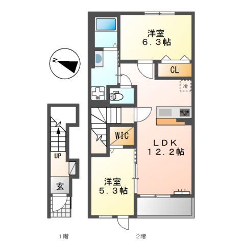 LAVIERE(2LDK/2階)の間取り写真