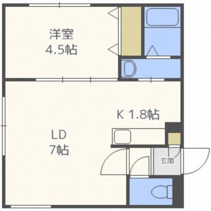 南円山621(1LDK/3階)の間取り写真