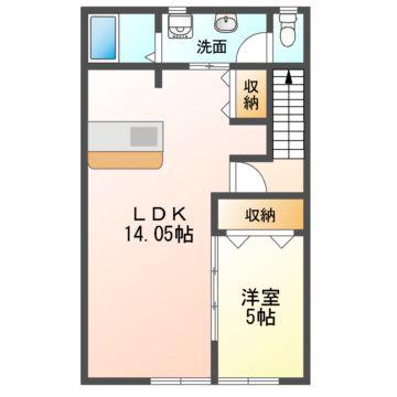 BLUE(1LDK/2階)の間取り写真