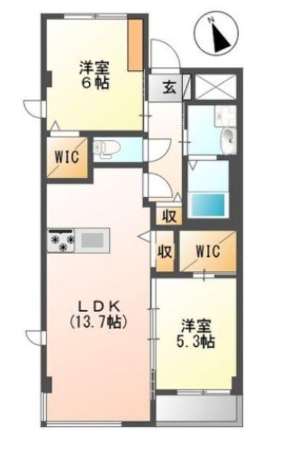 マノワールI(2LDK/1階)の間取り写真