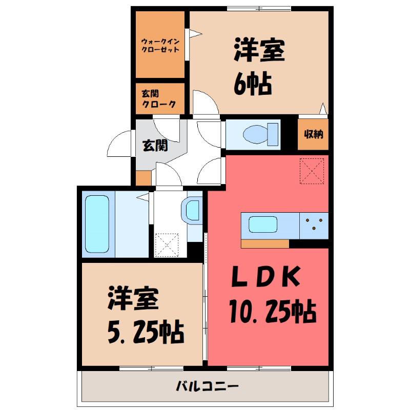 ボヌールメゾン(2LDK/2階)の間取り写真