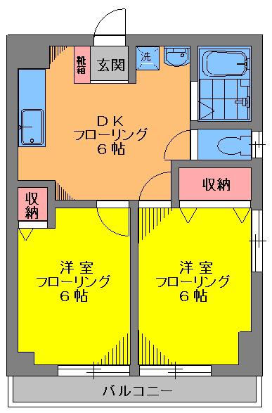 石垣ビル(2DK/3階)の間取り写真