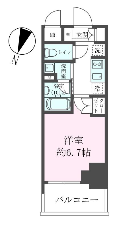 クレストコート靭公園 THE CLASS(1K/6階)の間取り写真