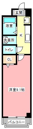 TKマンション中央I(1K/4階)の間取り写真