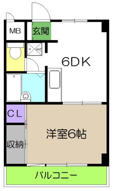 ジェンテ21(1DK/4階)の間取り写真