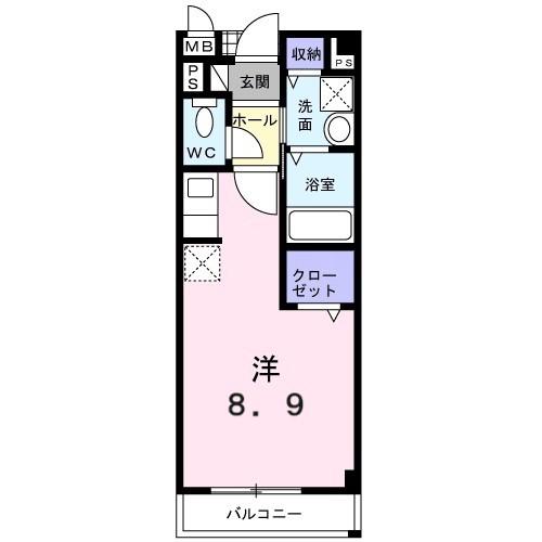 サンハイム(ワンルーム/2階)の間取り写真