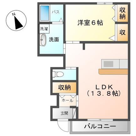 メゾン・アンソレイユ(1LDK/1階)の間取り写真