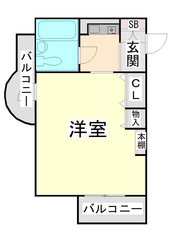 ラフェブランシュ岡本(ワンルーム/2階)の間取り写真