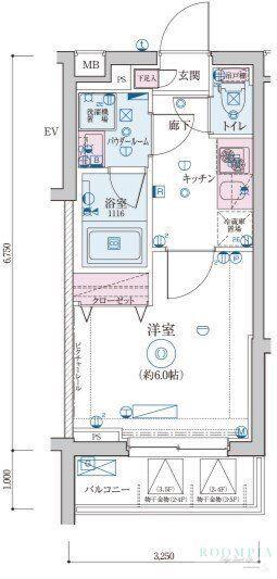 リヴシティ恵比寿(1K/4階)の間取り写真