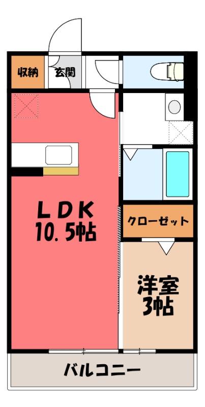 グランリーブル壱番館(1LDK/2階)の間取り写真