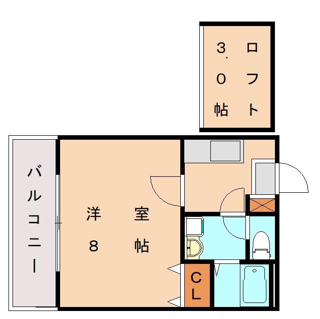 エクセル和白B(1K/2階)の間取り写真