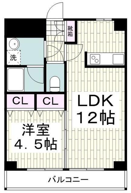 ルネス東海岸(1LDK/2階)の間取り写真