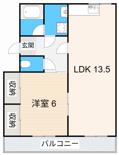 シェリールA棟(1LDK/1階)の間取り写真