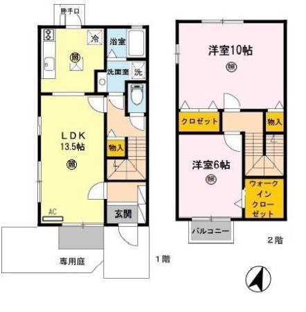 セジュール紀ノ川(2LDK/1階)の間取り写真