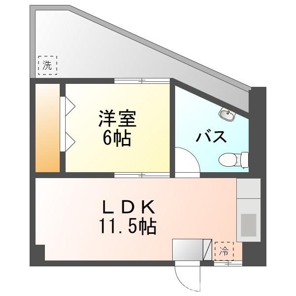 タカダ久茂地マンション(1LDK/8階)の間取り写真