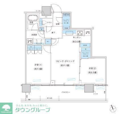 パークシティ柏の葉キャンパス ザ・ゲートタワー ウエスト(2LDK/24階)の間取り写真