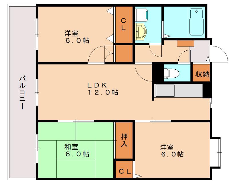 シェルコーポM・N2(3LDK/3階)の間取り写真
