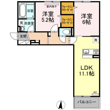 パームツリー(2LDK/2階)の間取り写真