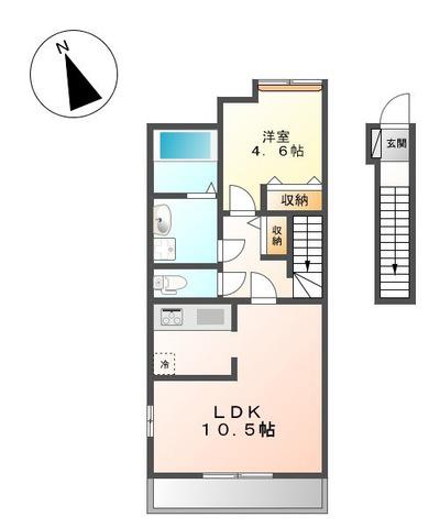 カサ フェンテ(1LDK/2階)の間取り写真