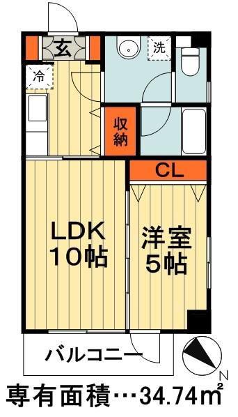 ローズレジデンス千葉ファースト(1LDK/1階)の間取り写真