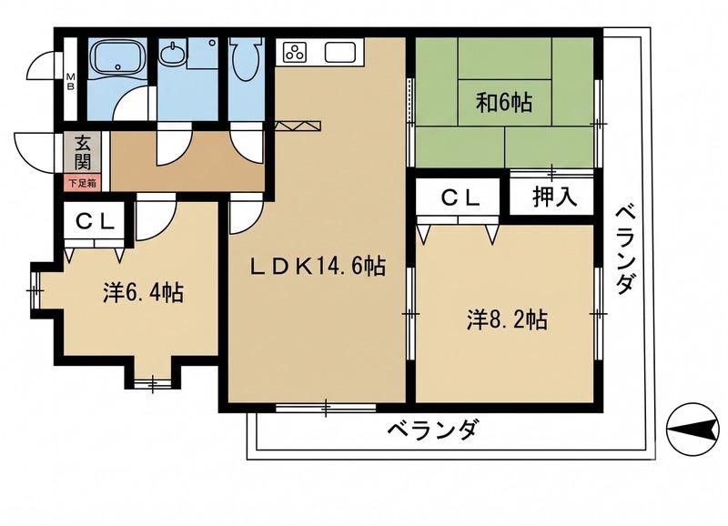 サンエール(3LDK/3階)の間取り写真