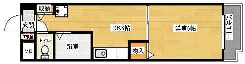 グランドール西旭町(1DK/5階)の間取り写真