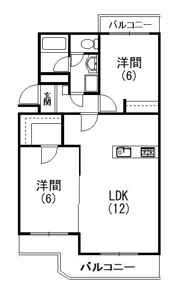 クランツハイム(2LDK/1階)の間取り写真
