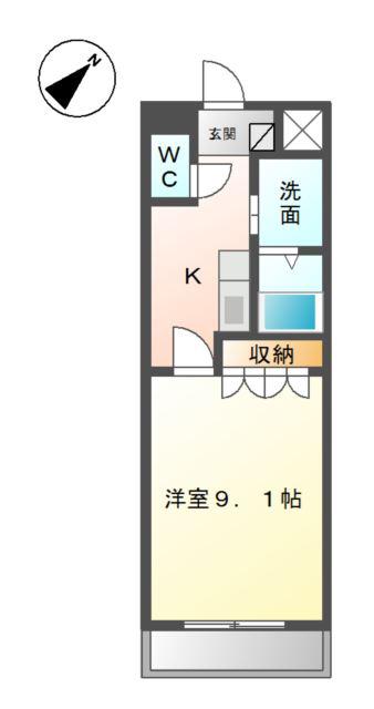 ウエスト BLUE(1K/1階)の間取り写真