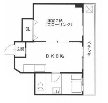 大新ビル(1DK/2階)の間取り写真