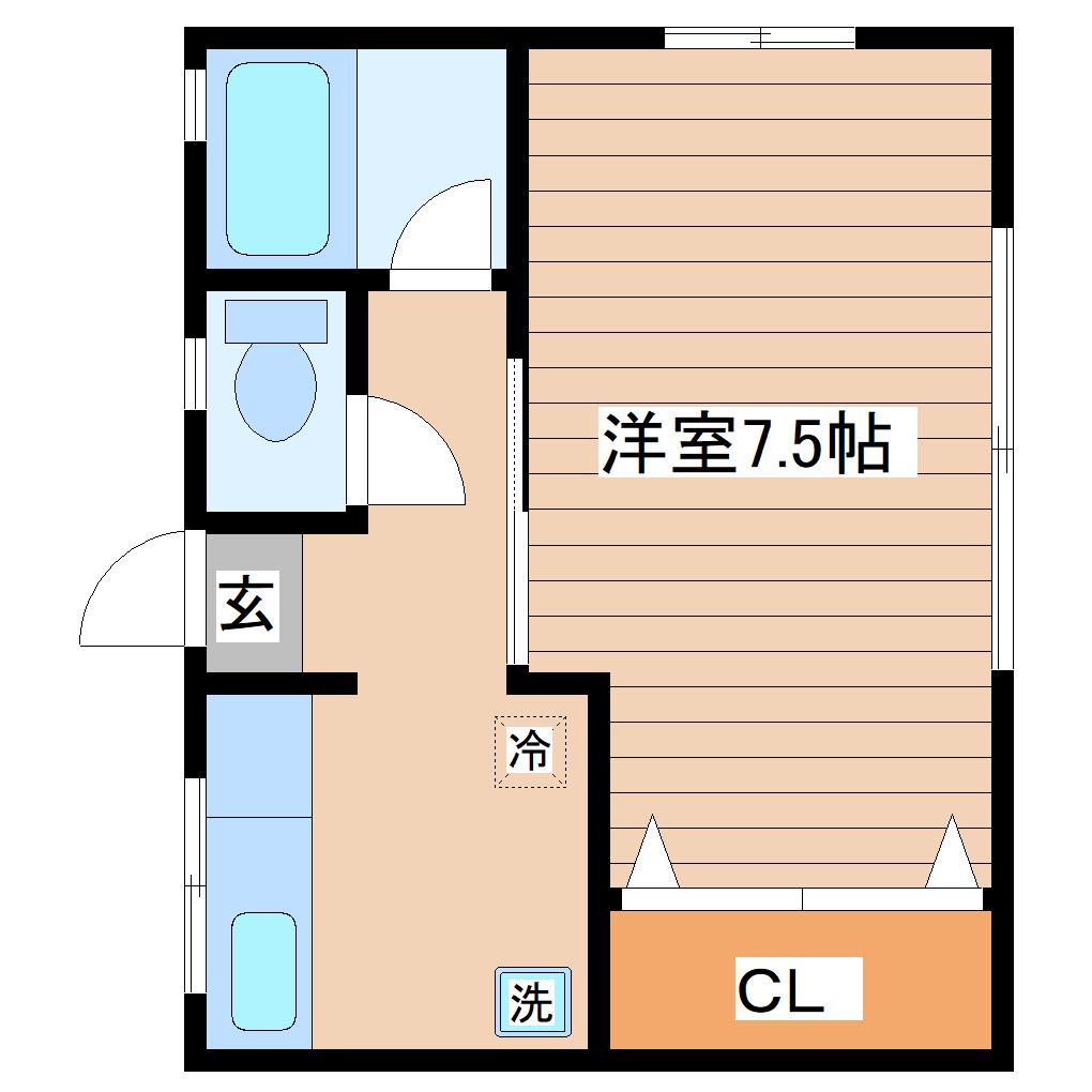 クリエイト16(1K/1階)の間取り写真