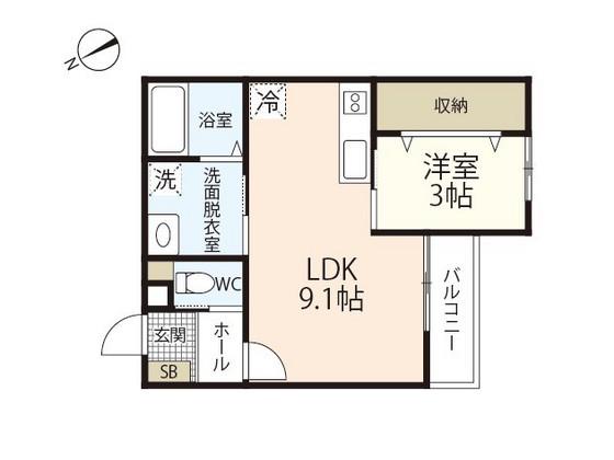 VIVI五日市(1LDK/3階)の間取り写真
