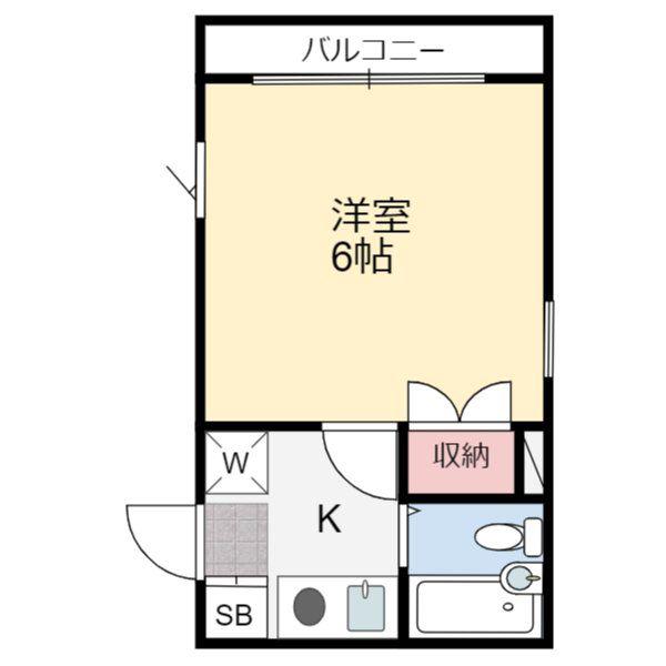 ブリランテ清水町(1K/2階)の間取り写真