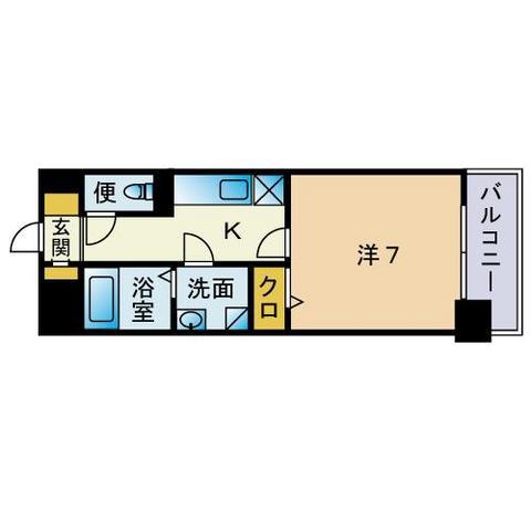 フィールド学研都市B(1K/6階)の間取り写真