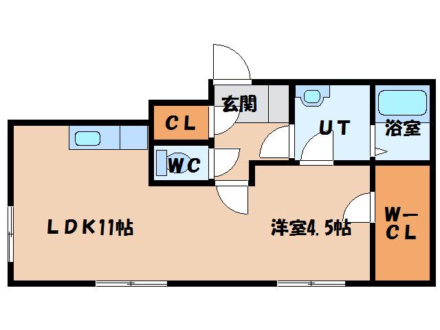 BLOOM亀田(1LDK/2階)の間取り写真