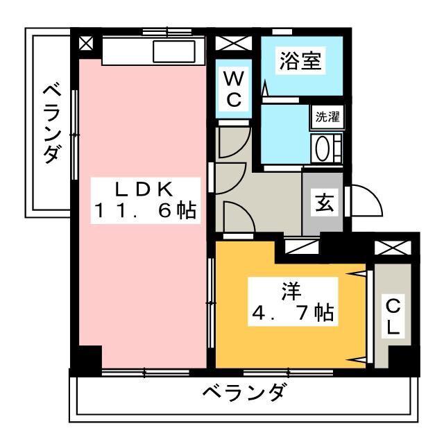 サンハイムU.S.イースト(1LDK/1階)の間取り写真