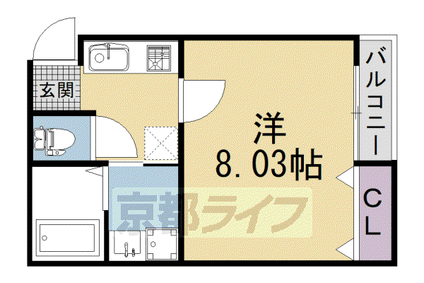 西京極マンション(1K/2階)の間取り写真