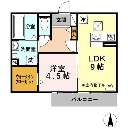 ESTATE(1LDK/1階)の間取り写真