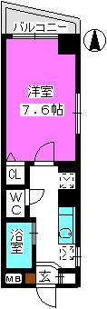 パークハイム大濠(1K/3階)の間取り写真