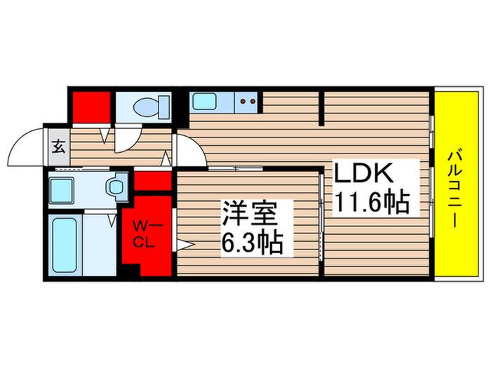ヴェルジュ宮ノ前(1LDK/1階)の間取り写真