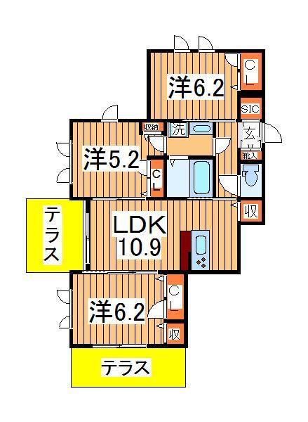 FIELD サウス(3LDK/1階)の間取り写真