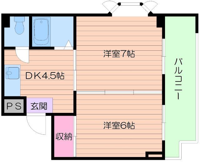 ステイト阿倍野(2DK/8階)の間取り写真